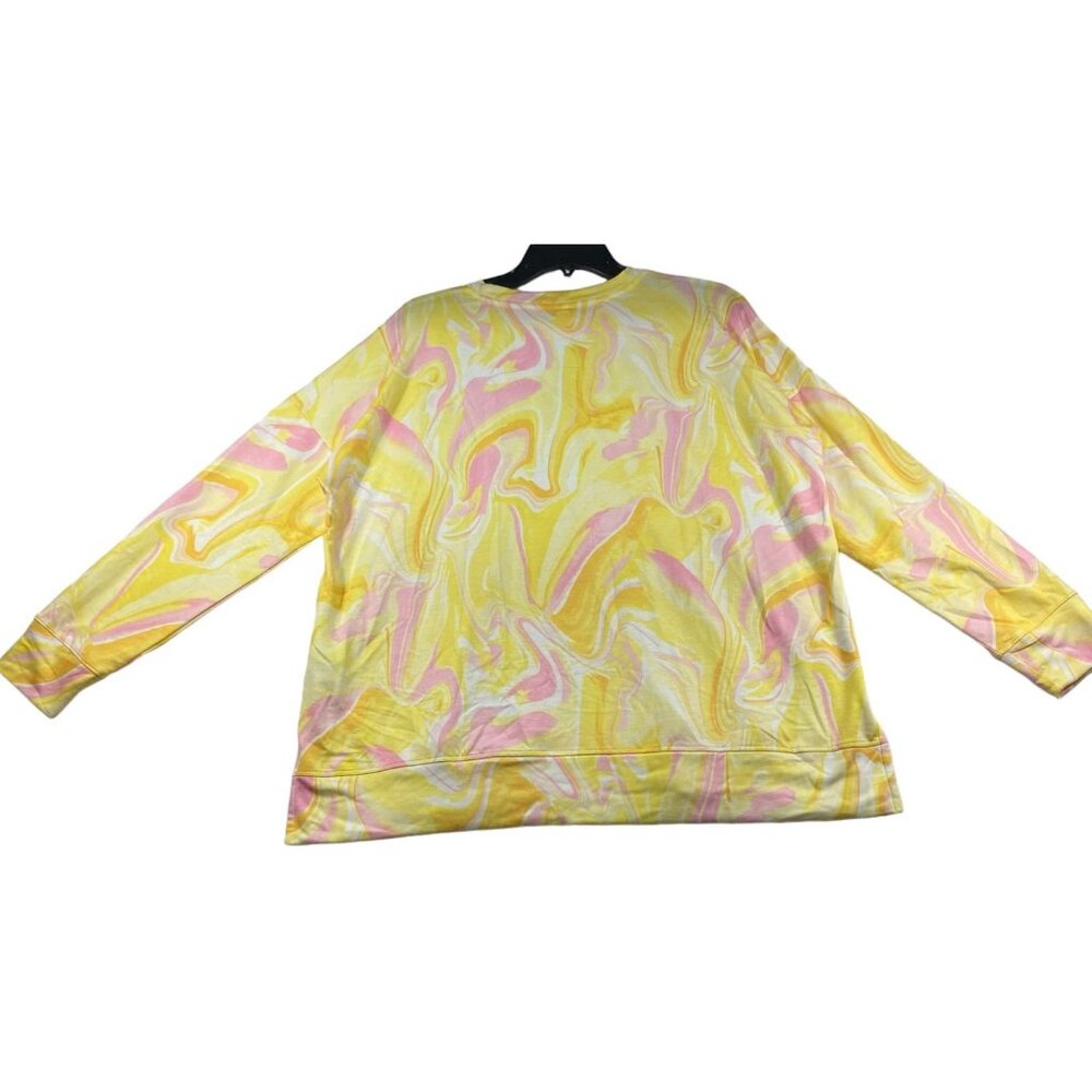 Ideology Shirt Womens size Large Yellow Pink Tie Dye  off duty Line New